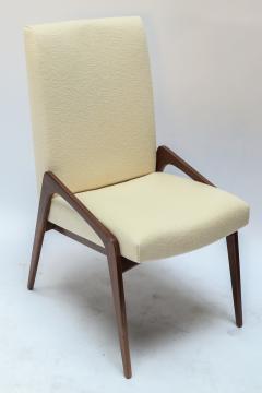  Adesso Studio Set of Ten Custom Mid Century Style Walnut Dining Chairs in Ivory Linen - 1140918