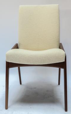  Adesso Studio Set of Ten Custom Mid Century Style Walnut Dining Chairs in Ivory Linen - 1140926