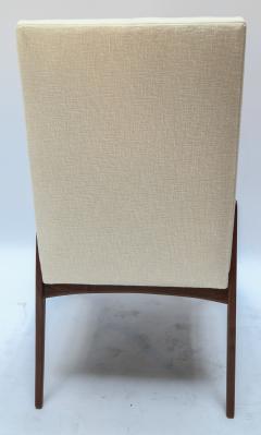  Adesso Studio Set of Ten Custom Mid Century Style Walnut Dining Chairs in Ivory Linen - 1140929