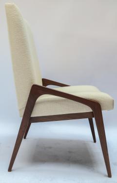  Adesso Studio Set of Ten Custom Mid Century Style Walnut Dining Chairs in Ivory Linen - 1140930