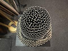  Adolfo MID CENTURY MAGNIFICIENT BLACK FELT RHINESTONE AND PEARL STUDDED HAT BY ADOLFO - 3746399