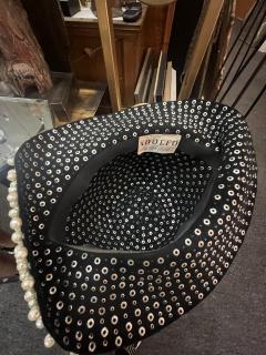  Adolfo MID CENTURY MAGNIFICIENT BLACK FELT RHINESTONE AND PEARL STUDDED HAT BY ADOLFO - 3746400