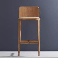  Adolini Simonini Minimal Style Bar Stool in Solid Wood Textiles or Leather Seatings solid back - 1125732