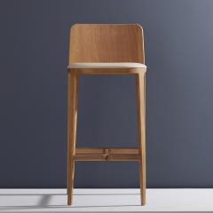  Adolini Simonini Minimal Style Bar Stool in Solid Wood Textiles or Leather Seatings solid back - 1125732