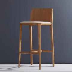  Adolini Simonini Minimal Style Bar Stool in Solid Wood Textiles or Leather Seatings solid back - 1125733