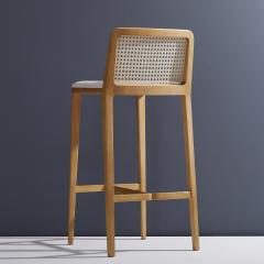  Adolini Simonini Minimal Style Solid Wood Stool Textiles or Leather Seatings Caning Backboard - 1125630