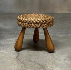  Adrien Audoux Frida Minet Adrien Audoux Frida Minet Woven Raffia Tripod Stool France 1950s - 4697108