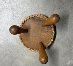  Adrien Audoux Frida Minet Adrien Audoux Frida Minet Woven Raffia Tripod Stool France 1950s - 4697110
