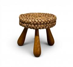  Adrien Audoux Frida Minet Adrien Audoux Frida Minet Woven Raffia Tripod Stool France 1950s - 4697507