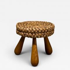  Adrien Audoux Frida Minet Adrien Audoux Frida Minet Woven Raffia Tripod Stool France 1950s - 4697513