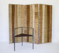  Adrien Audoux Frida Minet Audoux Minet Folding Room Screen Rattan Rafia Abaca Fiber France c1950 - 2962253