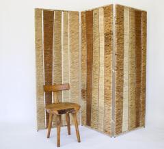  Adrien Audoux Frida Minet Audoux Minet Folding Room Screen Rattan Rafia Abaca Fiber France c1950 - 2962254