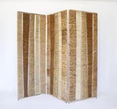  Adrien Audoux Frida Minet Audoux Minet Folding Room Screen Rattan Rafia Abaca Fiber France c1950 - 2962255