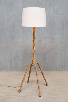  Adrien Audoux Frida Minet Audoux Minet Four Legged Floor Lamp in Braided Rope France 1950s - 4655184
