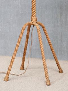  Adrien Audoux Frida Minet Audoux Minet Four Legged Floor Lamp in Braided Rope France 1950s - 4655189