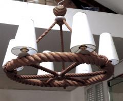  Adrien Audoux Frida Minet Audoux Minet French Riviera 6 Light Rope Chandelier in Good Vintage Condition - 606372