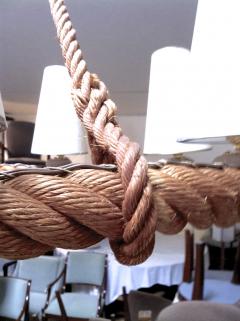  Adrien Audoux Frida Minet Audoux Minet French Riviera 6 Light Rope Chandelier in Good Vintage Condition - 606386