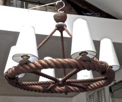  Adrien Audoux Frida Minet Audoux Minet French Riviera 6 Light Rope Chandelier in Good Vintage Condition - 606413