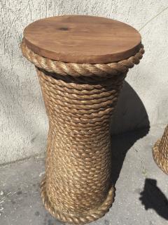  Adrien Audoux Frida Minet Audoux Minet French Riviera Pair of Rope Side Tables or Pedestals - 606575