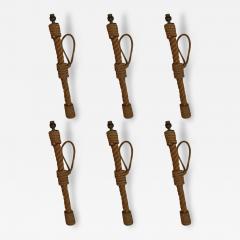  Adrien Audoux Frida Minet Audoux Minet rarest set of 6 torch shaped rope sconces - 2326391