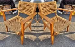  Adrien Audoux Frida Minet Audoux Minnet riviera pair of easy rope chairs - 2677912