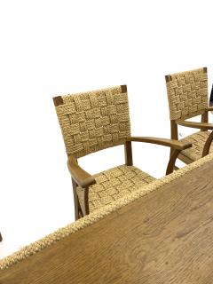  Adrien Audoux Frida Minet Audoux minet genuine oak and hay rope set of 6 arm chairs - 1585251