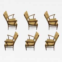  Adrien Audoux Frida Minet Audoux minet genuine oak and hay rope set of 6 arm chairs - 1585331