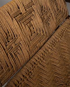  Adrien Audoux Frida Minet Mid Century Bench by Audoux Minet Handwoven Natural Fibers France - 4522419