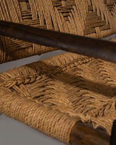  Adrien Audoux Frida Minet Mid Century Bench by Audoux Minet Handwoven Natural Fibers France - 4522424