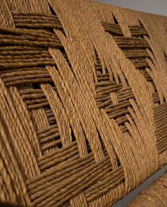  Adrien Audoux Frida Minet Mid Century Bench by Audoux Minet Handwoven Natural Fibers France - 4522426