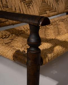 Adrien Audoux Frida Minet Mid Century Bench by Audoux Minet Handwoven Natural Fibers France - 4522427