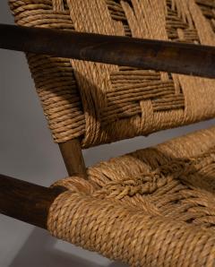  Adrien Audoux Frida Minet Mid Century Bench by Audoux Minet Handwoven Natural Fibers France - 4522429