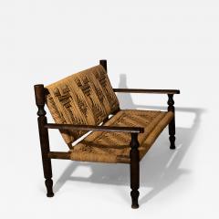  Adrien Audoux Frida Minet Mid Century Bench by Audoux Minet Handwoven Natural Fibers France - 4522462