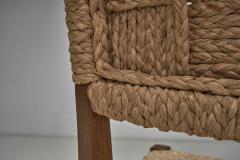  Adrien Audoux Frida Minet Oak and Woven Rope Chair by Audoux Minet France Mid 20th Century - 4491868