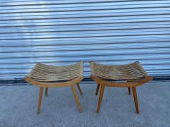  Adrien Audoux Frida Minet Pair Of French Audoux Minnet Attributed Sycamore And Rope Ottomans - 4581847
