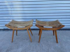  Adrien Audoux Frida Minet Pair Of French Audoux Minnet Attributed Sycamore And Rope Ottomans - 4581848