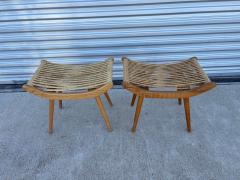  Adrien Audoux Frida Minet Pair Of French Audoux Minnet Attributed Sycamore And Rope Ottomans - 4581858