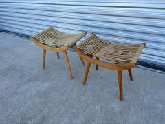  Adrien Audoux Frida Minet Pair Of French Audoux Minnet Attributed Sycamore And Rope Ottomans - 4581859