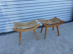  Adrien Audoux Frida Minet Pair Of French Audoux Minnet Attributed Sycamore And Rope Ottomans - 4581890