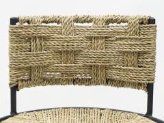  Adrien Audoux Frida Minet Pair of french bar stools rope and metal by Audoux Minet 1950s - 1726972