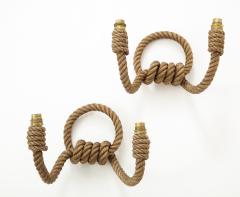  Adrien Audoux Frida Minet Pair of rope double arms sconces by Audoux Minet France 1960s - 998140