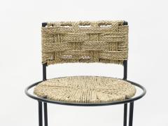  Adrien Audoux Frida Minet Set of 3 french bar stools rope and metal by Audoux Minet 1950s - 1685466