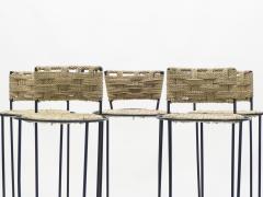  Adrien Audoux Frida Minet Set of 5 french bar stools rope and metal by Audoux Minet 1950s - 1680343