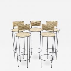  Adrien Audoux Frida Minet Set of 5 french bar stools rope and metal by Audoux Minet 1950s - 1682744