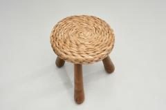  Adrien Audoux Frida Minet Set of Three Stools with Plaited Wicker Seats Europe Mid 20th Century - 4365488