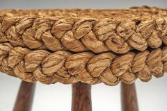  Adrien Audoux Frida Minet Six Stools with Woven Seats in the manner of Audoux Minet France 1950s - 4697266