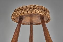  Adrien Audoux Frida Minet Six Stools with Woven Seats in the manner of Audoux Minet France 1950s - 4697267