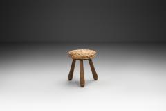  Adrien Audoux Frida Minet Wood and Wicker Stool in the manner of Audoux Minet Europe Mid 20th Century - 4456359