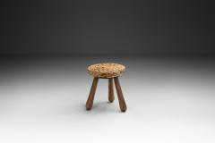  Adrien Audoux Frida Minet Wood and Wicker Stool in the manner of Audoux Minet Europe Mid 20th Century - 4456362
