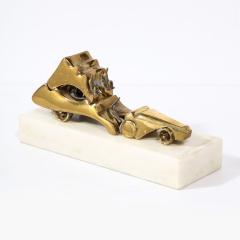  Aharon Bezalel Mid Century Modernist Car Sculpture in Brass on Marble Base by Aharon Bezalel - 3352902